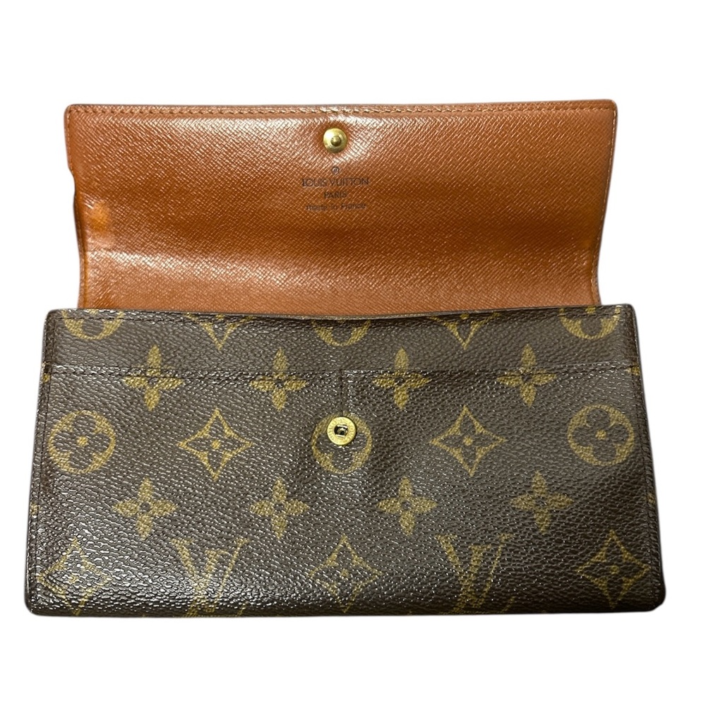 Louis Vuitton Sarah Monogram Wallet LV Brown Snap France Luxury - Picture 3 of 7